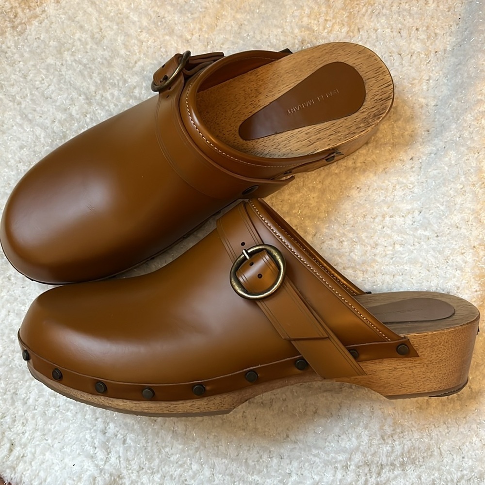Isabel Marant Thalie Buckle Leather Brown clogs size 10 - Picture 14 of 14